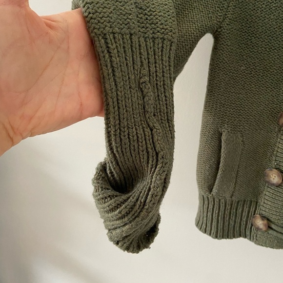 ☃️Y2K AEArmy Green Wool Blend Chunky Knit Zip up Double Breasted Top - Picture 5 of 5